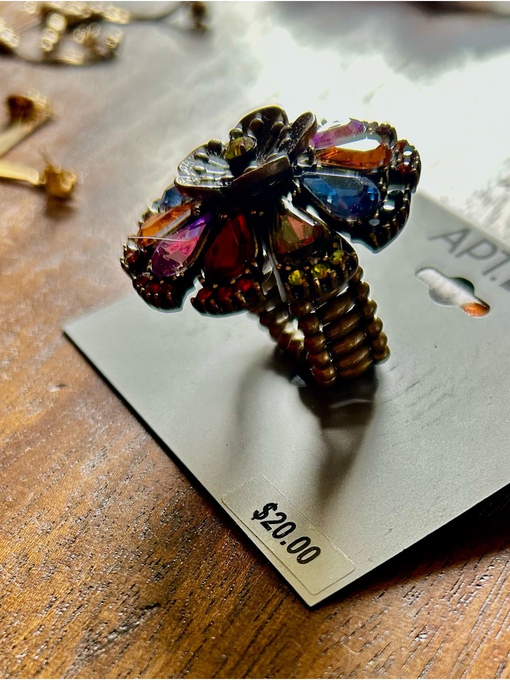 Multi Color Adjustable Statement Ring - Picture 2 of 3